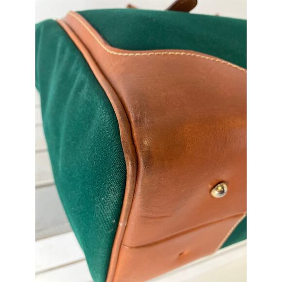DOONEY & BOURKE GREEN CANVAS/ LEATHER SHOULDER TOTE ASIS - Picture 12 of 16